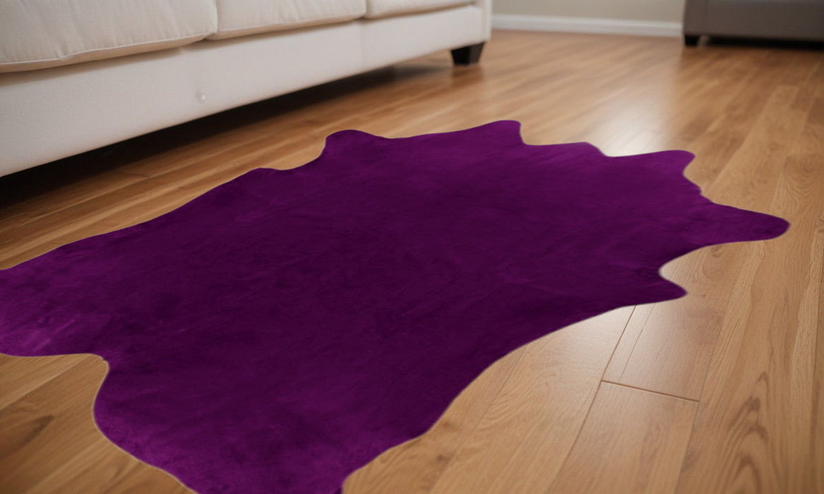 5' x 7' Hand Knotted Area Rug - Purple Cowhide