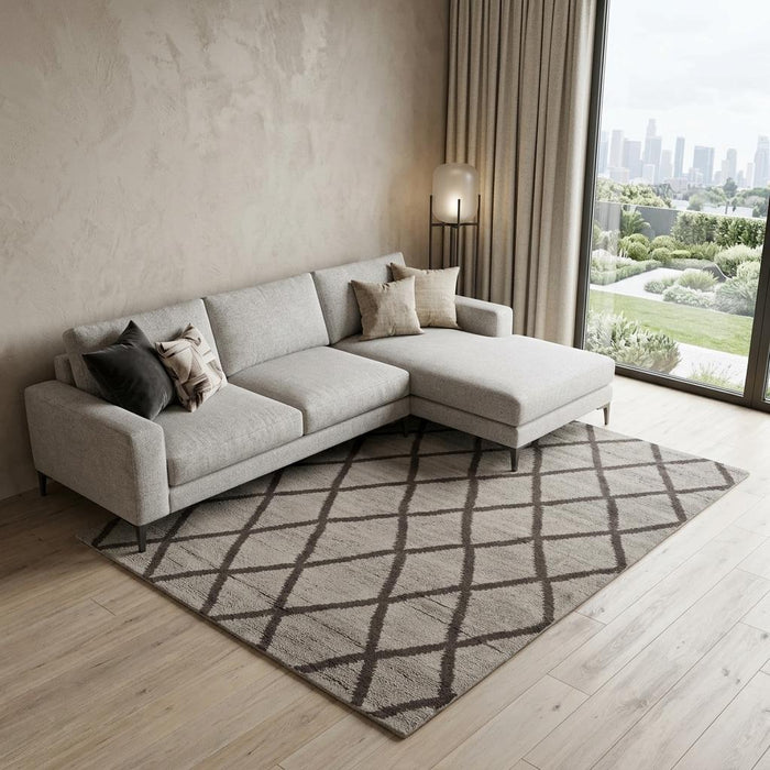 8' X 10' Wool Geometric Hand Knotted Area Rug (744233) - Ivory / Brown