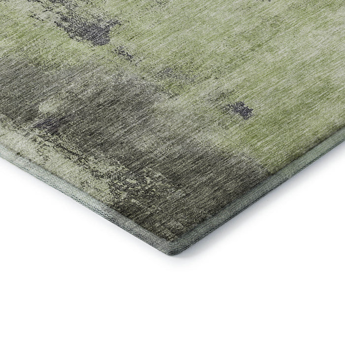 10' X 14' Abstract Washable Area Rug With UV Protection (683524) - Fern Green / Gray / Ivory