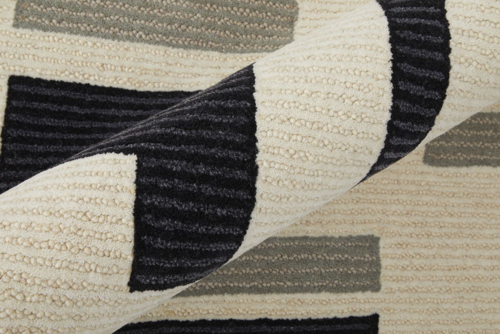 9' x 12' Wool Abstract Hand Tufted Area Rug - Ivory