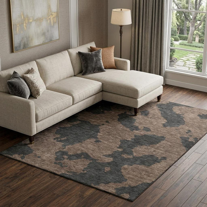 10' X 14' Abstract Washable Area Rug With UV Protection (677016) - Chocolate / Brown