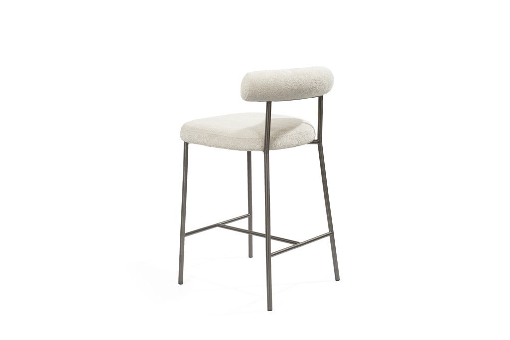 Fabric Boucle Low Back Counter Height Bar Chair - Gray