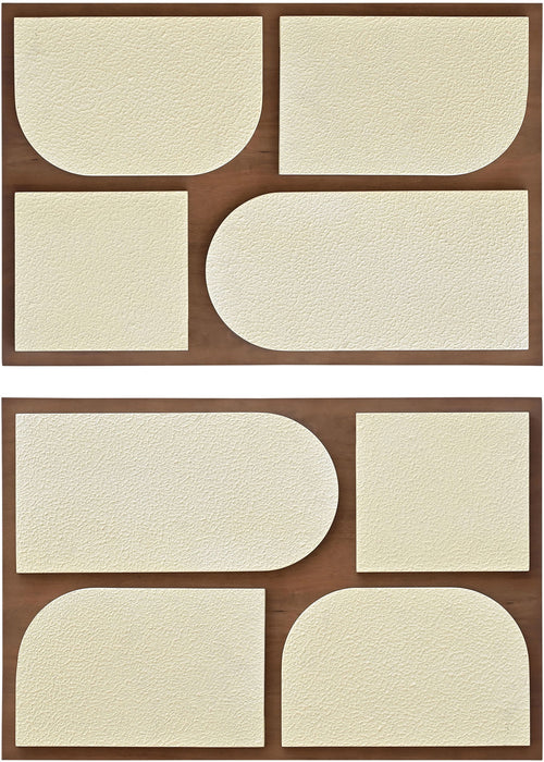 Two-piece mango wood wall art decor by Meridian Furniture featuring natural wood finish and modern design.