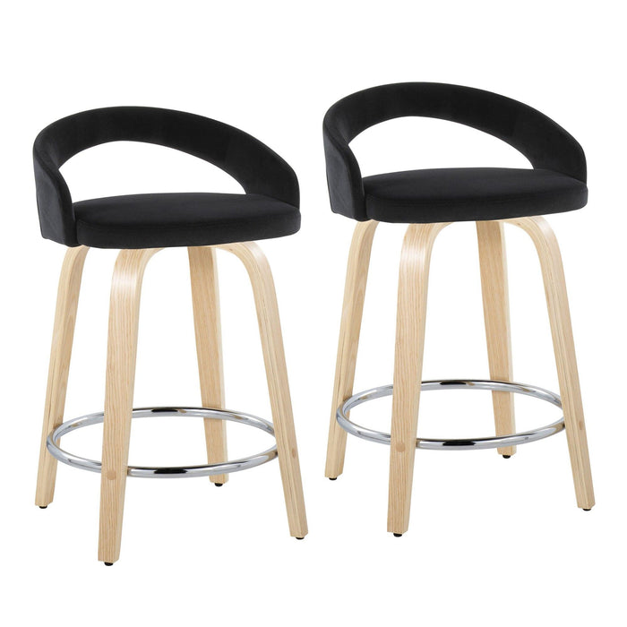 Grotto - 30.5" Upholstered Fixed-Height Counter Stool (Set of 2) - Natural Wood Base