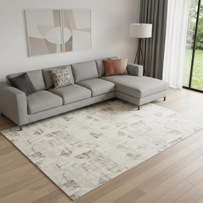 9' X 12' Geometric Area Rug (551373) - Cream