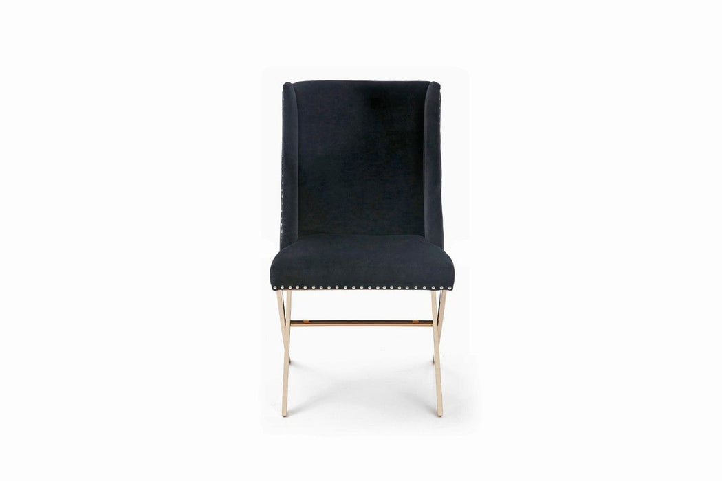 Nailhead Modern Dining Chair - Black / Rose Gold