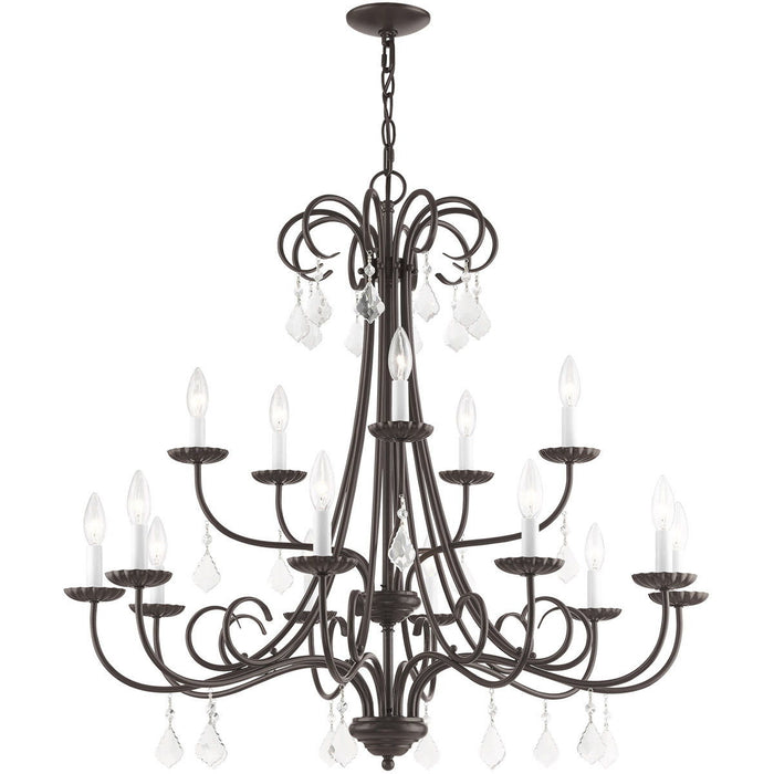 34" Multi Light Dimmable Chandelier With Shades - Bronze