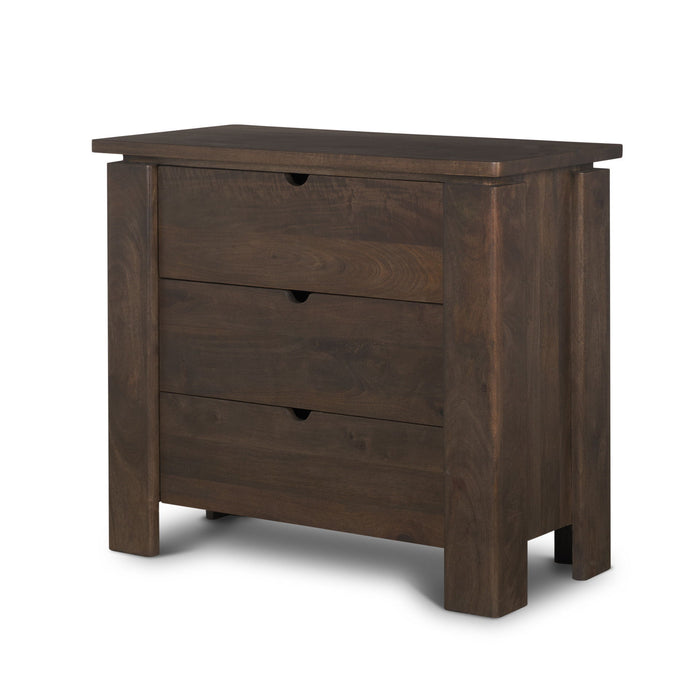 36" Solid Wood Accent Cabinet With Three Drawers - Brown