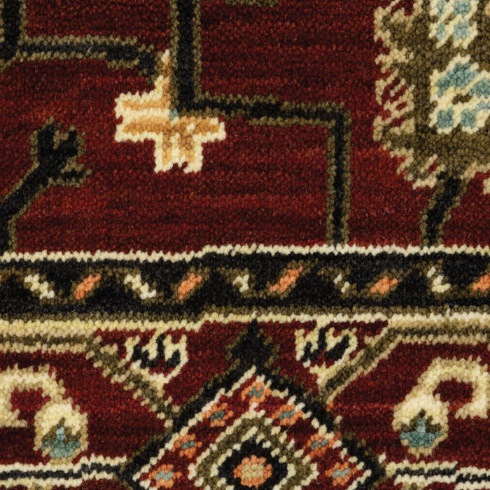 5' x 8' Oriental Power Loom Area Rug With Fringe - Red And Black