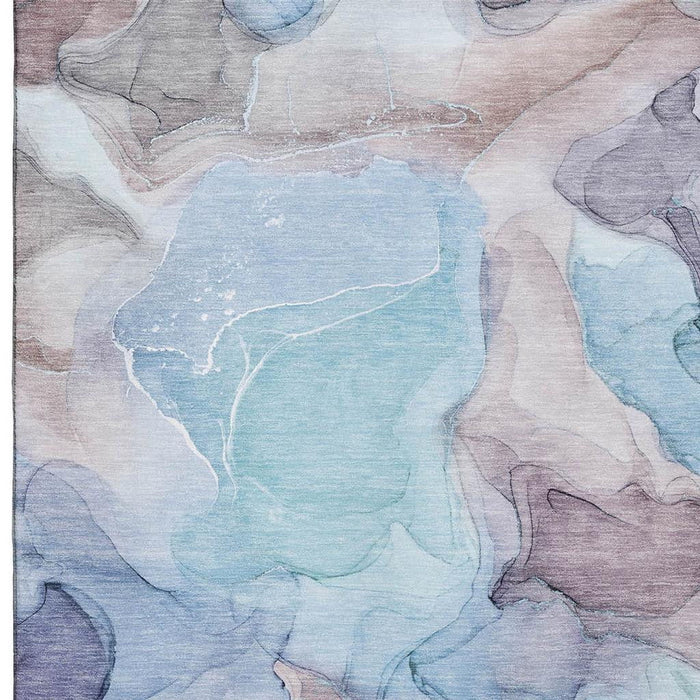 10' X 14' Transitional Abstract Washable Area Rug With UV Protection - Navy Blue