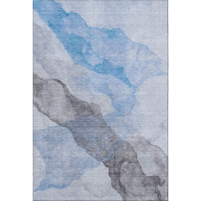 10' X 14' Abstract Washable Area Rug With UV Protection (718187) - Sky Blue / Gray