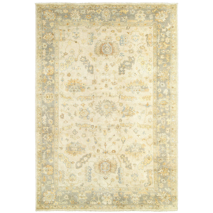 9' X 12' Wool Oriental Hand Knotted Area Rug - Beige And Gray