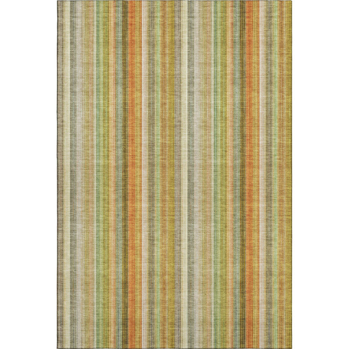 9' X 12' Striped Washable Area Rug With UV Protection (648393) - Khaki / Orange / Beige