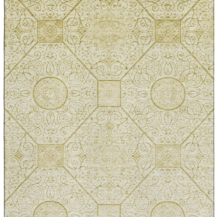 10' X 14' Geometric Washable Area Rug With UV Protection (700047) - Wheat / Gold
