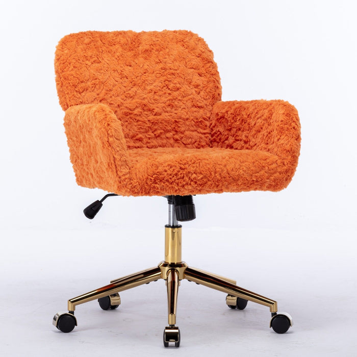 Giga swivel office chair with artificial rabbit hair upholstery, metal base, adjustable height, and 360-degree swivel for home or office.