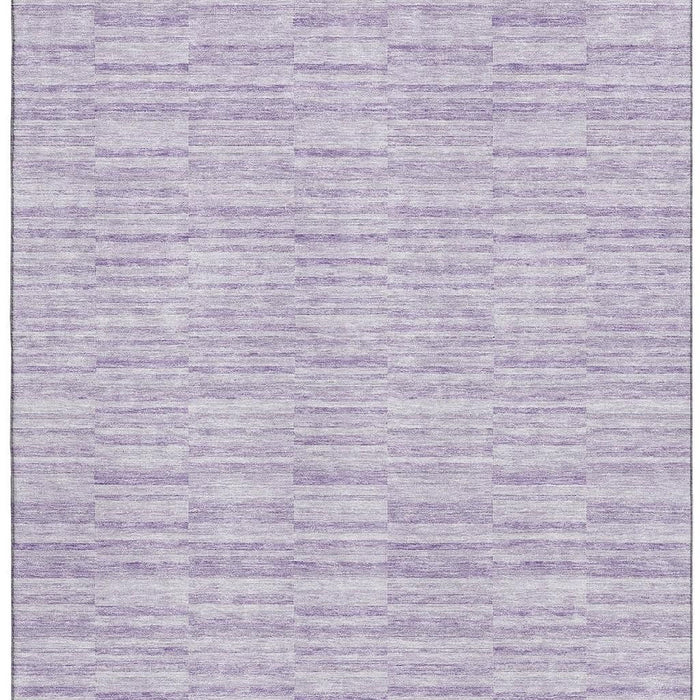 10' X 14' Striped Washable Area Rug With UV Protection - Plum And Ivory