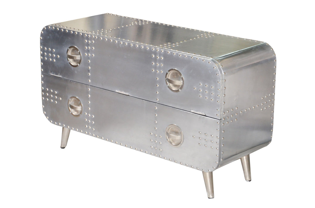 44" Aluminum Enclosed Storage TV Stand - Silver