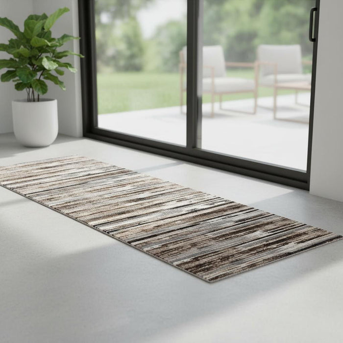 7' Abstract Runner Rug (609620) - Brown / Beige