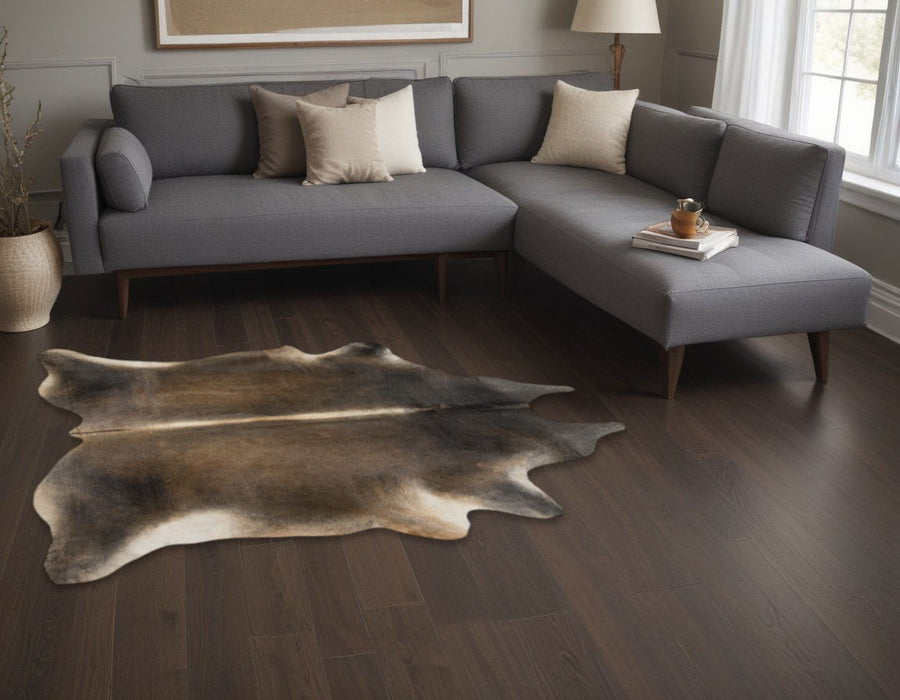5' x 7' Cowhide Hand Knotted Area Rug - Dark Brown