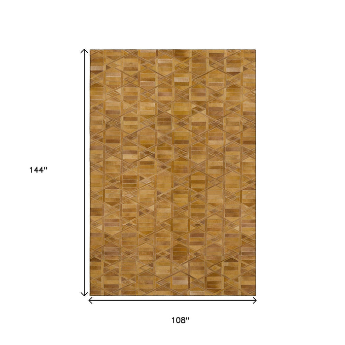 9' X 12' Geometric Washable Area Rug With UV Protection (644675) - Brown / Beige / Gold