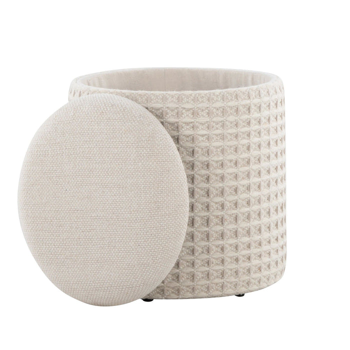 Tahoe - Waffle Ottoman - Ivory Wool