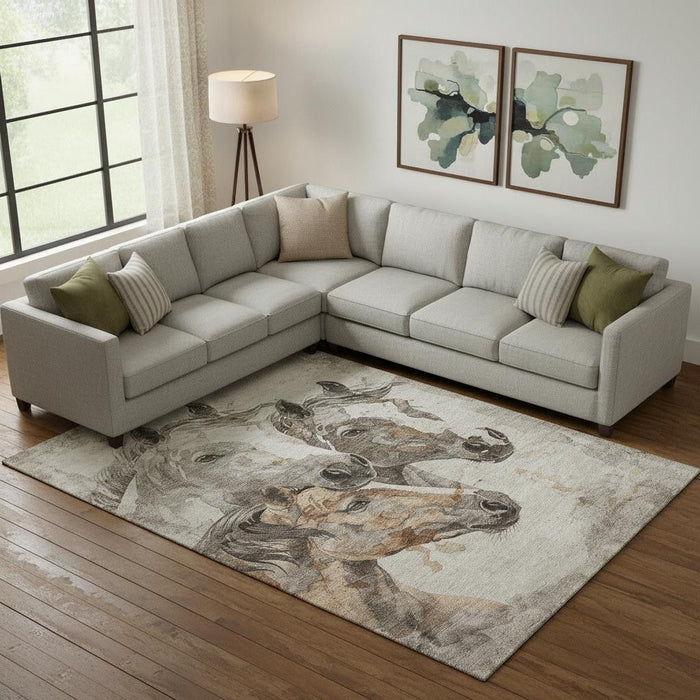 10' X 14' Animal Print Washable Area Rug With UV Protection (698986) - Beige / Ivory / Gray