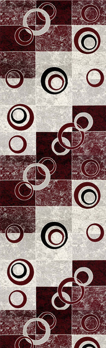 2' X 30' Geometric Area Rug (610135) - Red / Gray
