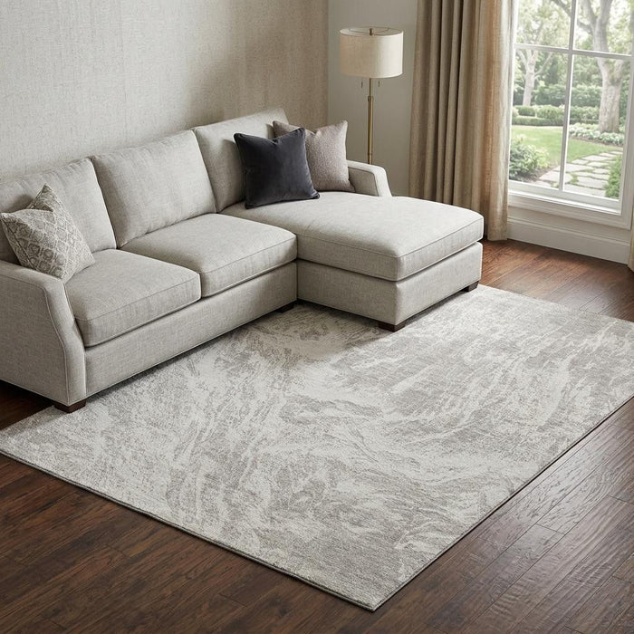 10' X 14' Abstract Washable Area Rug With UV Protection (676764) - Beige / Ivory