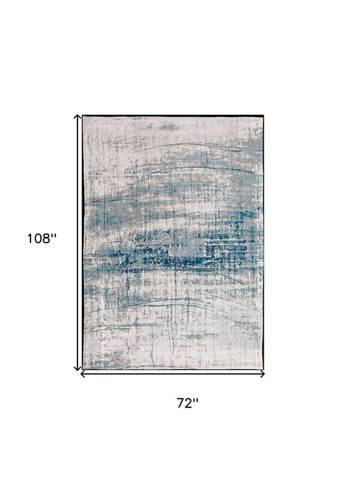 6' x 9' Abstract Non Skid Area Rug - Blue And Gray