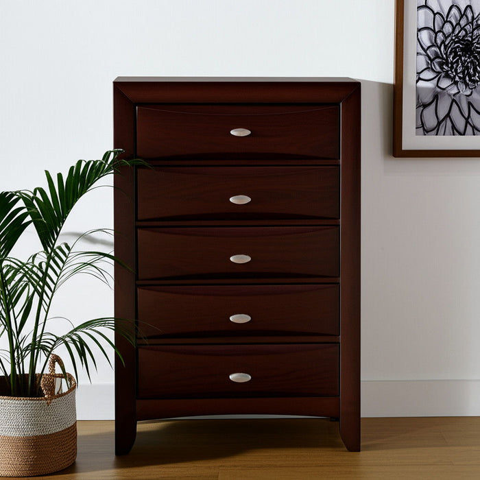 New Chest With 5 Chambared Drawer - Merlot