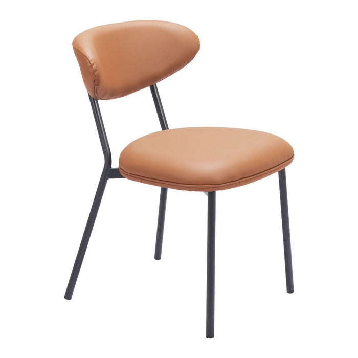 Upholstered Faux Leather Open Back Dining Side Chairs (Set of 2) - Brown