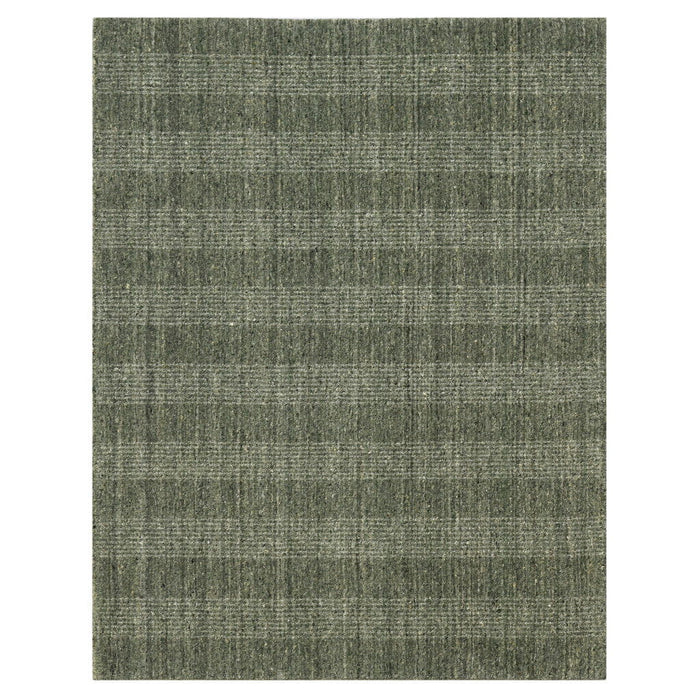 9' X 12' Wool Plaid Hand Woven Area Rug - Green