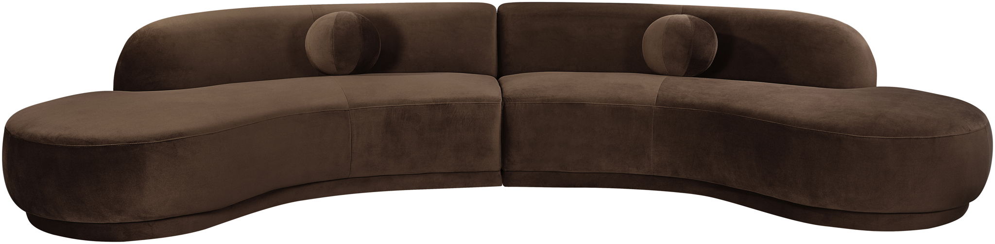 Meridian Furniture Avra 146-inch velvet performance fabric upholstered sectional sofa with plush cushions and modern design.