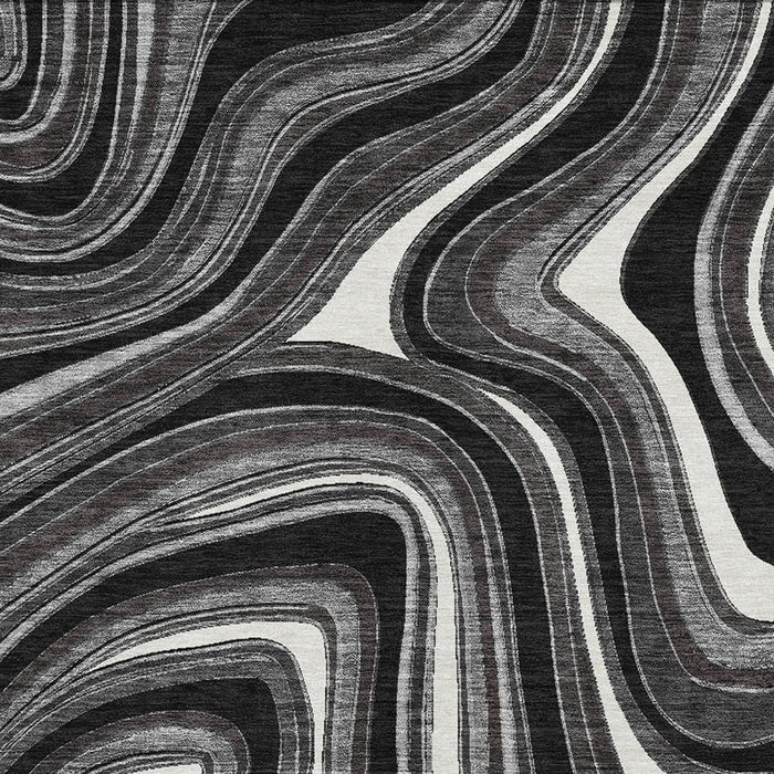 8' X 10' Marble Washable Area Rug With UV Protection - Black