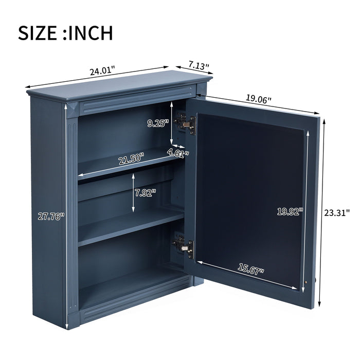 Giga wall-mounted bathroom medicine cabinet with mirror and adjustable shelf, compact storage solution for bathrooms.