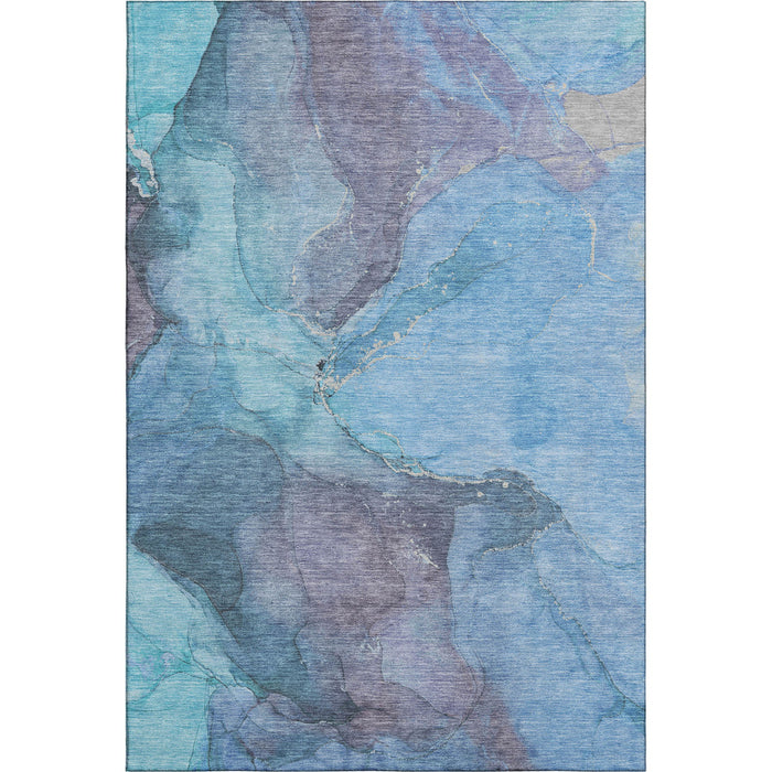 10' X 14' Abstract Washable Area Rug With UV Protection (701177) - Blue / Gray