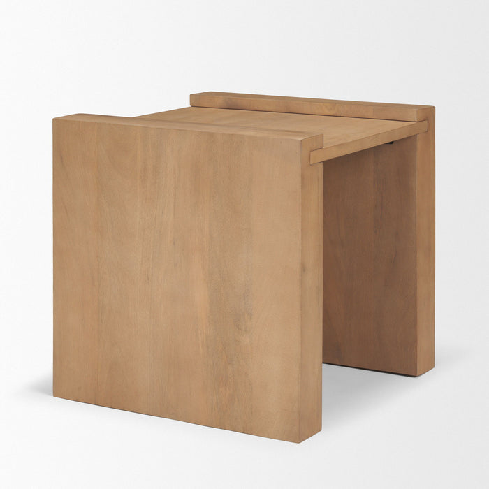 Solid Wood Square Sled End Table - Natural