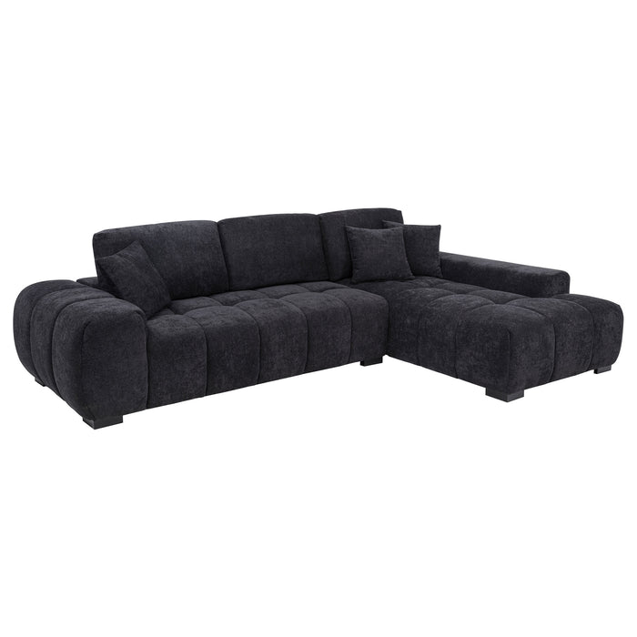 Octavia Tufted 2-Piece Sectional Chaise Sofa Black