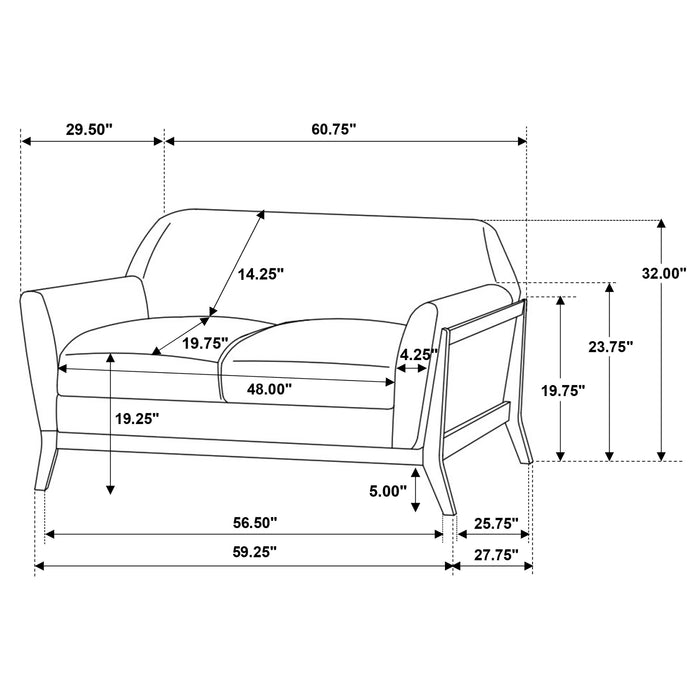 Vaughn 2-piece Fabric Upholstered Flared Arm Sofa Set Grey