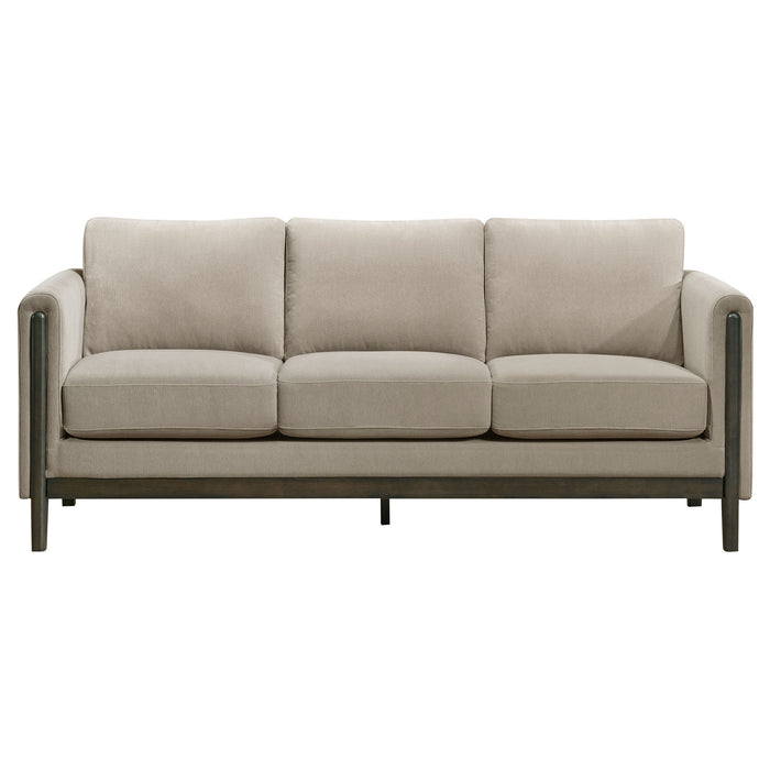 Islington Fabric Upholstered Panel Arm Sofa Taupe