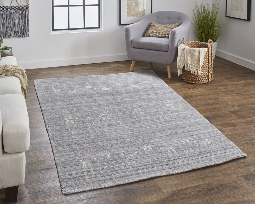 9' x 12' Wool Hand Knotted Stain Resistant Area Rug - Gray And Ivory