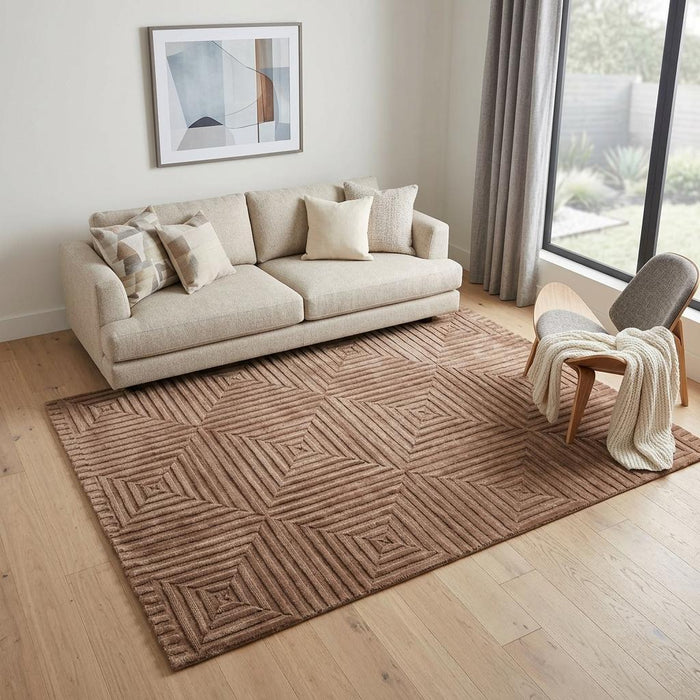 5' X 8' Wool Geometric Hand Knotted Area Rug (744145) - Orange / Brown