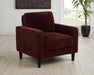 CoasterEveryday Ruth rust red fabric upholstered accent chair with track arms