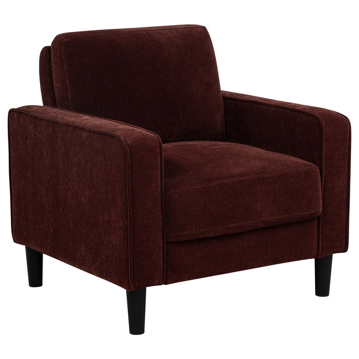 Rust red Ruth fabric upholstered track arm accent chair by CoasterEveryday
