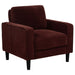 Rust red Ruth fabric upholstered track arm accent chair by CoasterEveryday