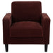 CoasterEveryday Ruth rust red fabric upholstered accent chair with track arms