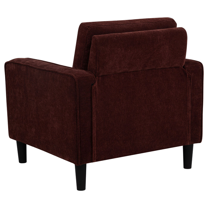 CoasterEveryday Ruth rust red fabric upholstered track arm accent chair