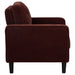 CoasterEveryday Ruth rust red fabric upholstered accent chair with track arms