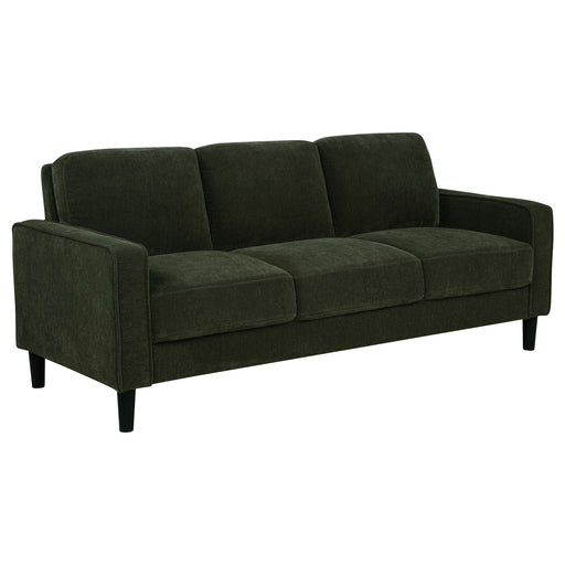 CoasterEveryday Ruth 77-inch matcha green fabric upholstered track arm sofa