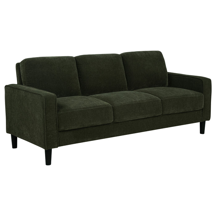 CoasterEveryday Ruth 77-inch matcha green fabric upholstered track arm sofa